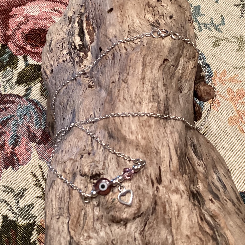 Amethyst Evil Eye Silver Chain Heart Crystal Necklace 17 29$